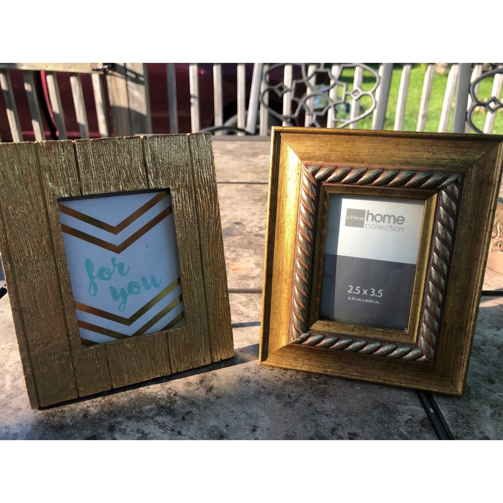 Gold Picture Frame Set 2.5x3.5 JCPenney Home Collection & Sicura Rustic Rope